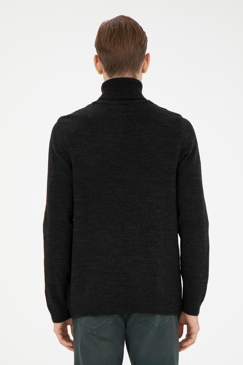 Erkek Antrasit Melanj Boğazlı Kazak - 50270982015