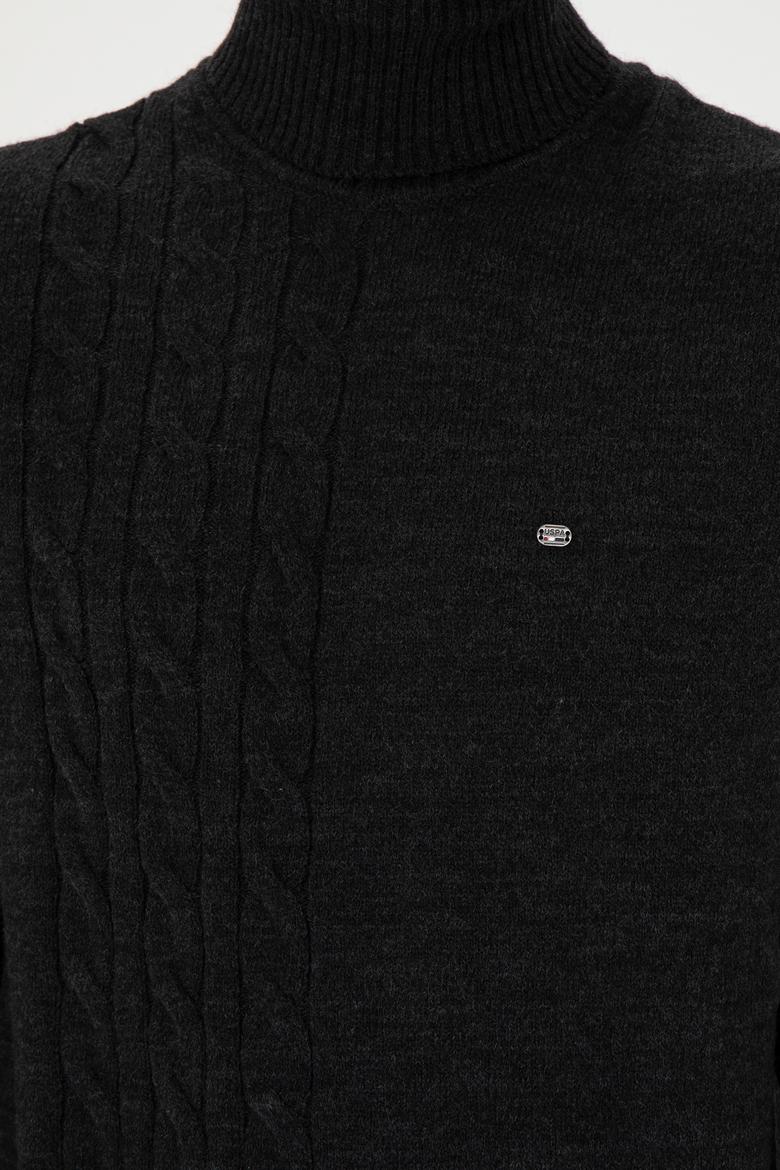 Erkek Antrasit Melanj Boğazlı Kazak - 50270982015