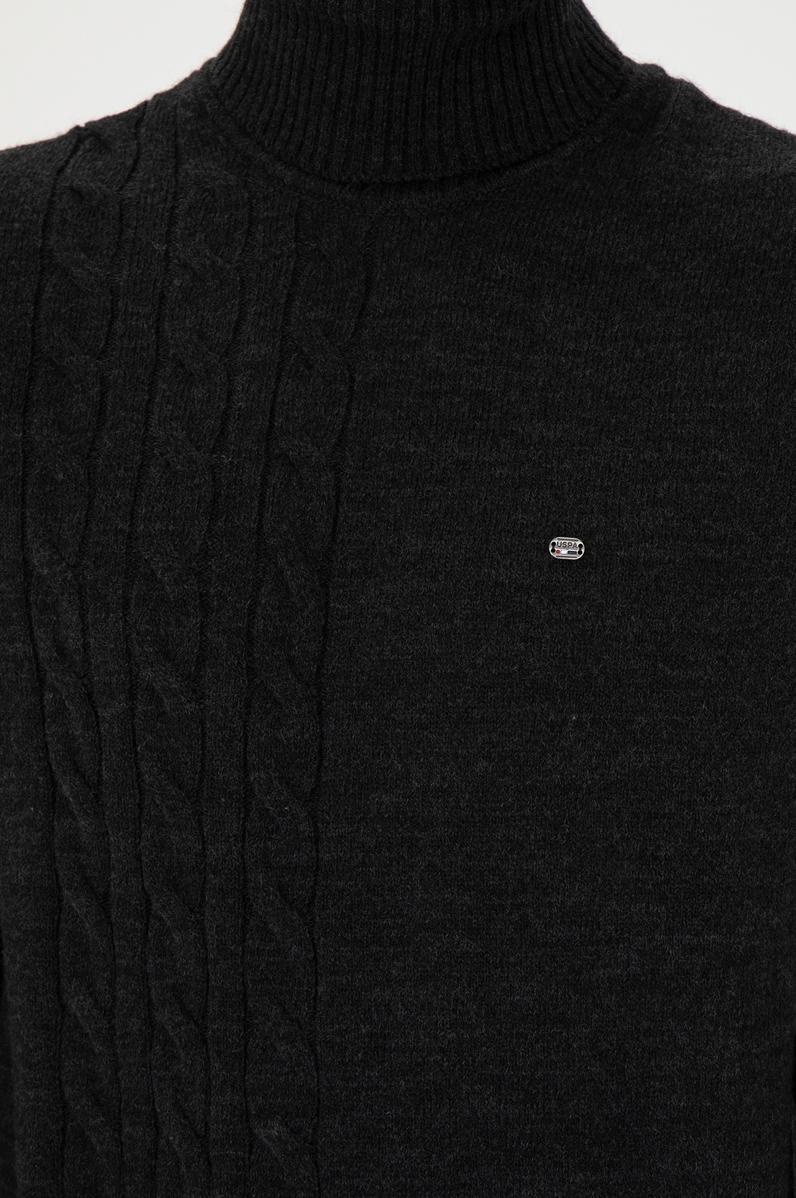 Erkek Antrasit Melanj Boğazlı Kazak