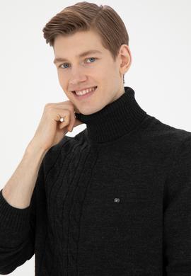 Erkek Antrasit Melanj Boğazlı Kazak - 50270982015