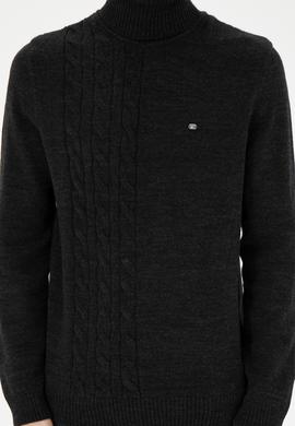 Erkek Antrasit Melanj Boğazlı Kazak - 50270982015