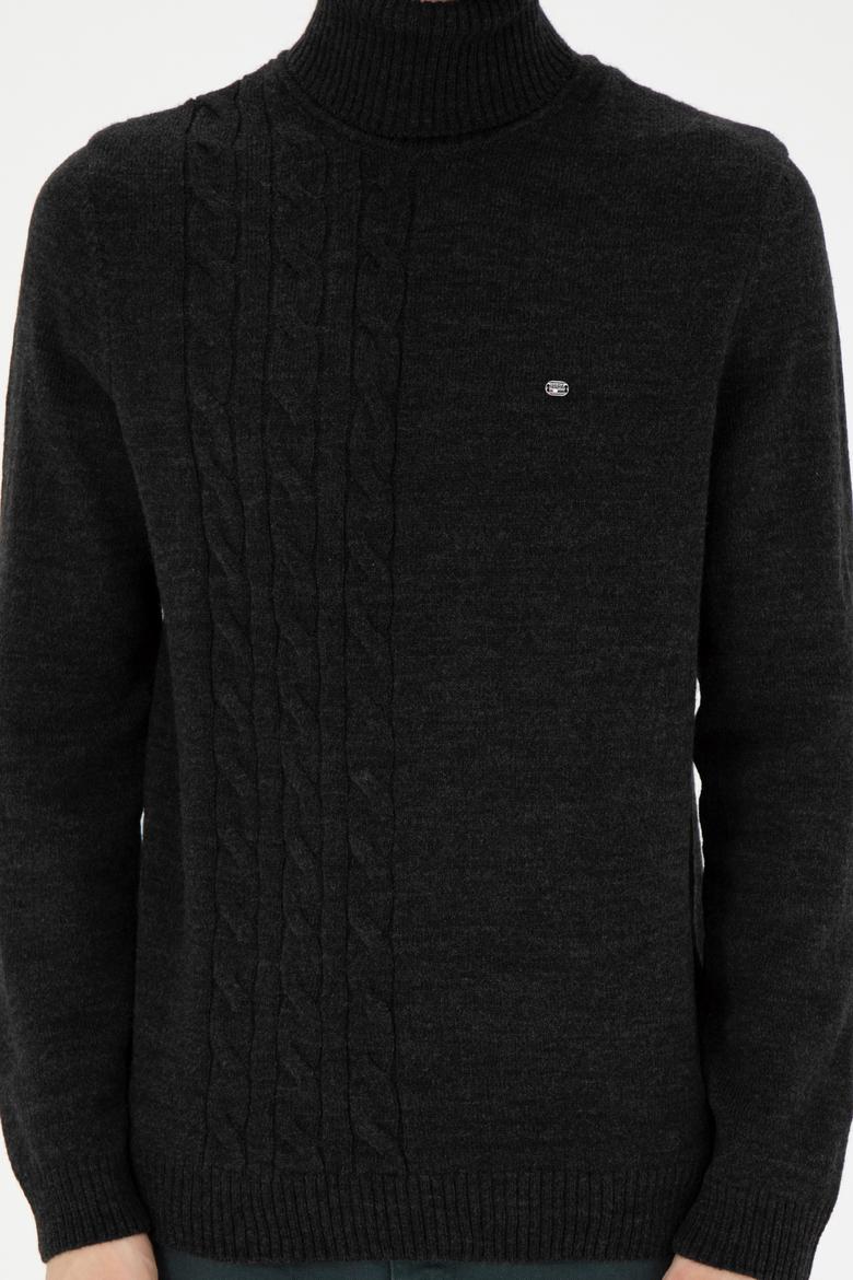 Erkek Antrasit Melanj Boğazlı Kazak - 50270982015