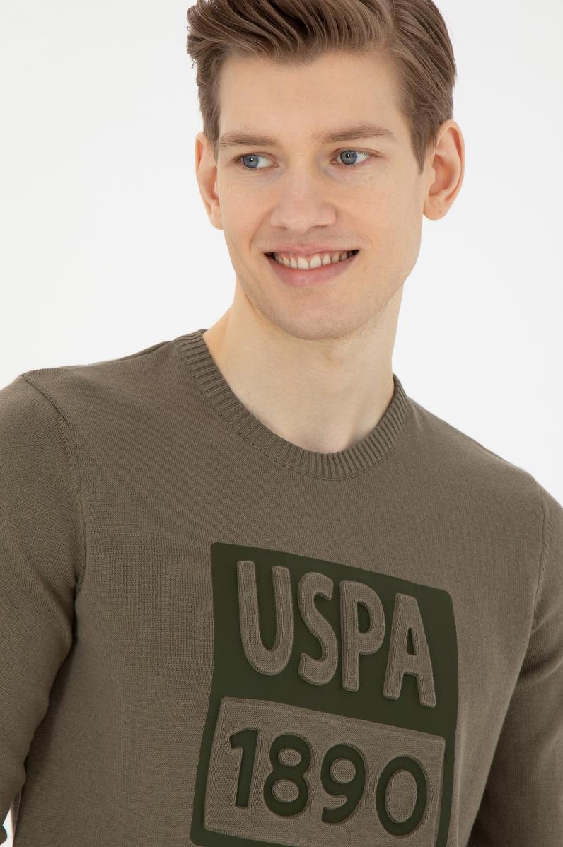 Erkek Haki Bisiklet Yaka Kazak