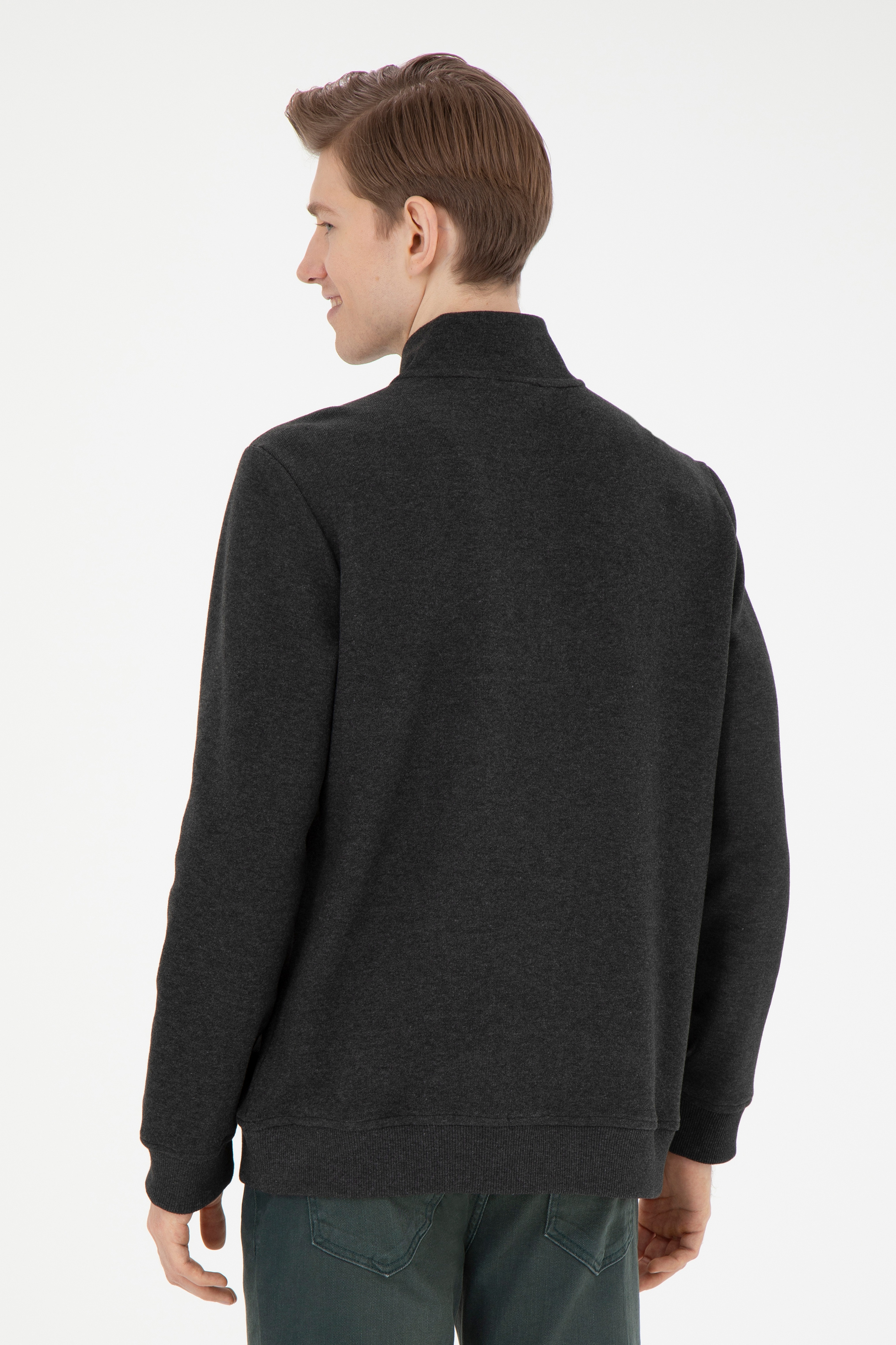 Erkek Antrasit Melanj Sweatshirt - Image 5