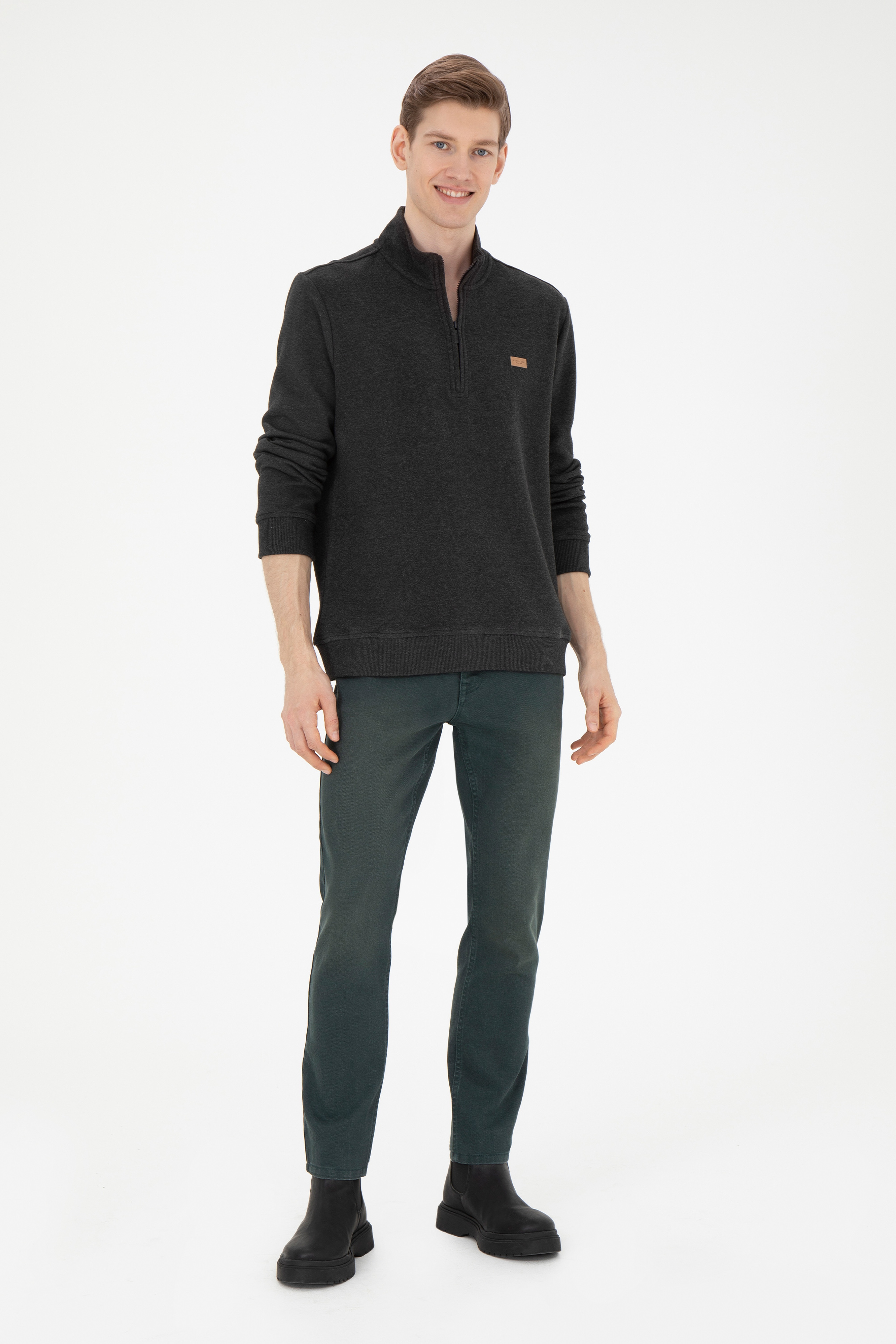 Erkek Antrasit Melanj Sweatshirt - Image 4