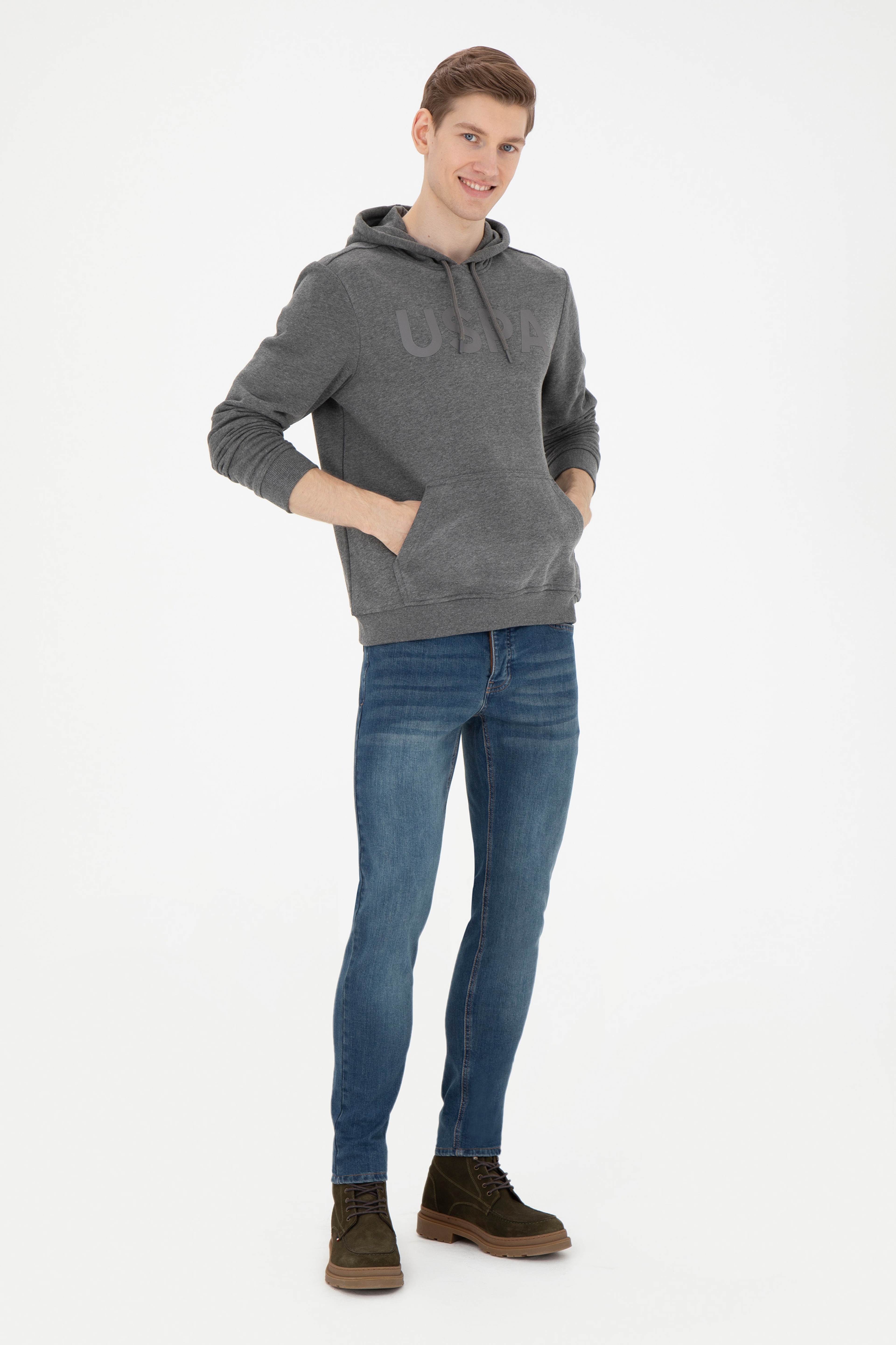 Erkek Antrasit Melanj Basic Sweatshirt