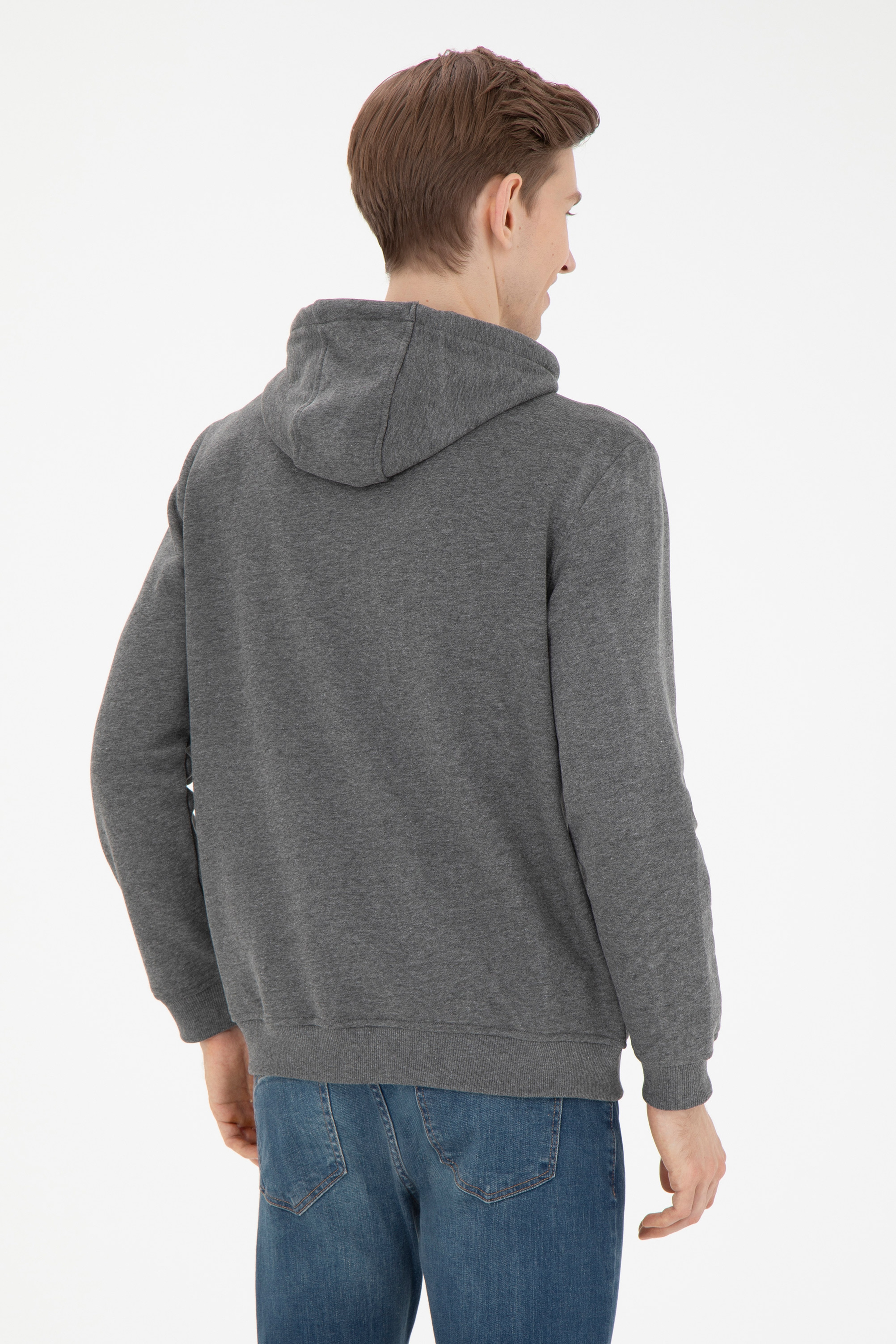 Erkek Antrasit Melanj Basic Sweatshirt - Image 5