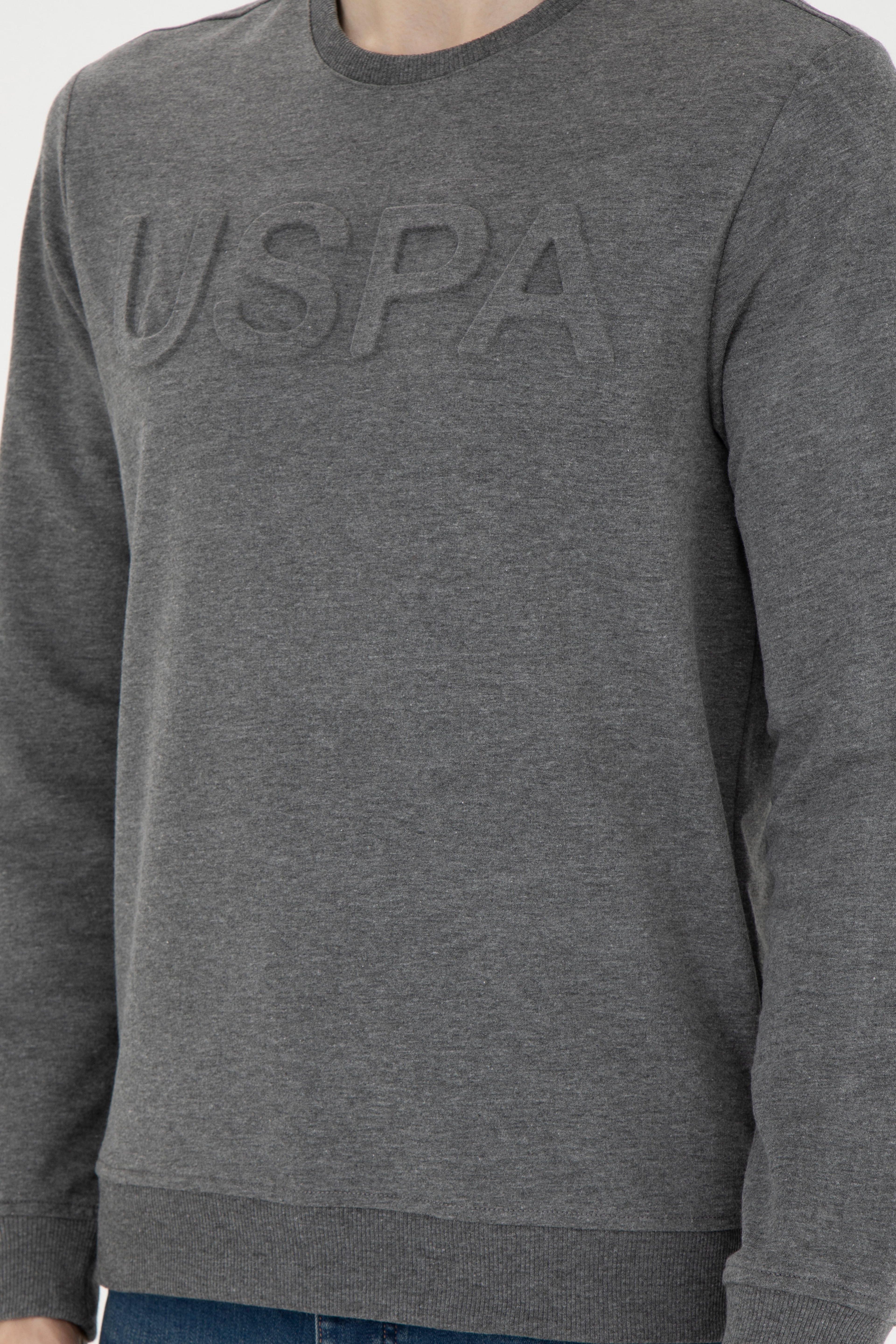 Erkek Antrasit Melanj Basic Sweatshirt
