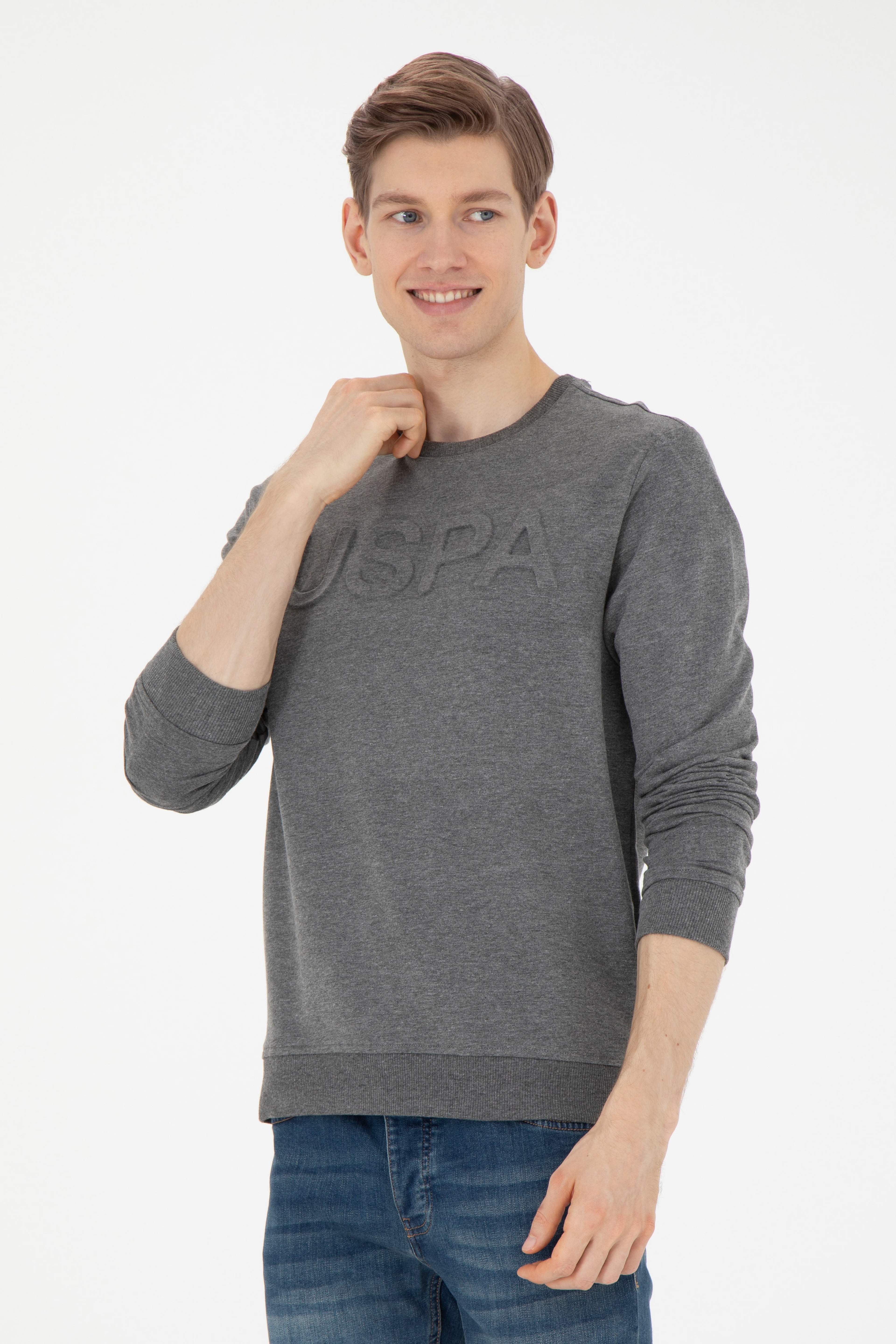 Erkek Antrasit Melanj Basic Sweatshirt - Image 1