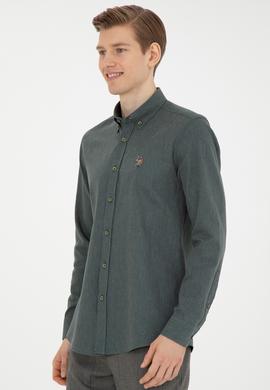 Erkek Yeşil Uzun Kollu Basic Gömlek - 50271275133