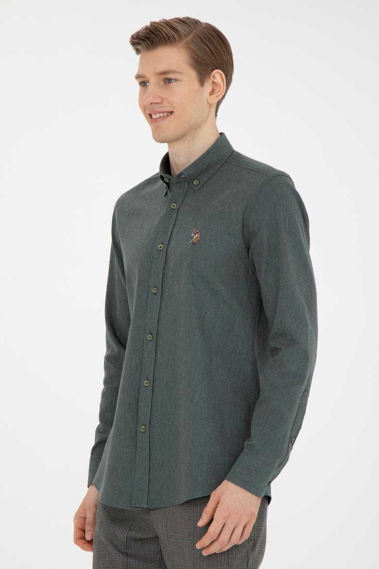 Erkek Yeşil Uzun Kollu Basic Gömlek - 50271275133