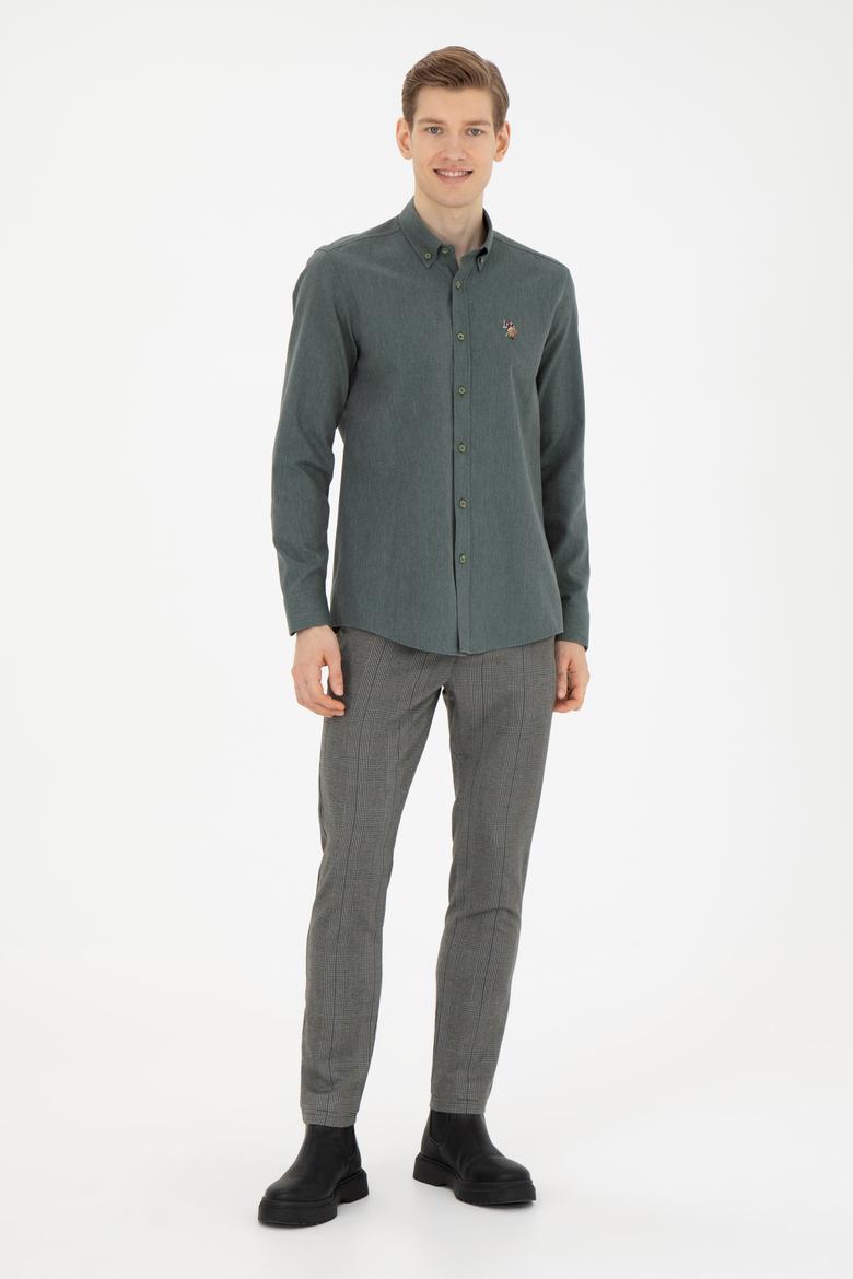 Erkek Yeşil Uzun Kollu Basic Gömlek - 50271275133