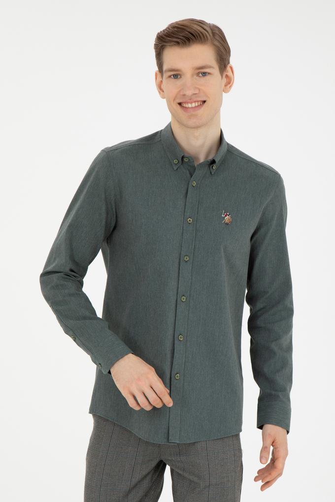 Erkek Yeşil Uzun Kollu Basic Gömlek