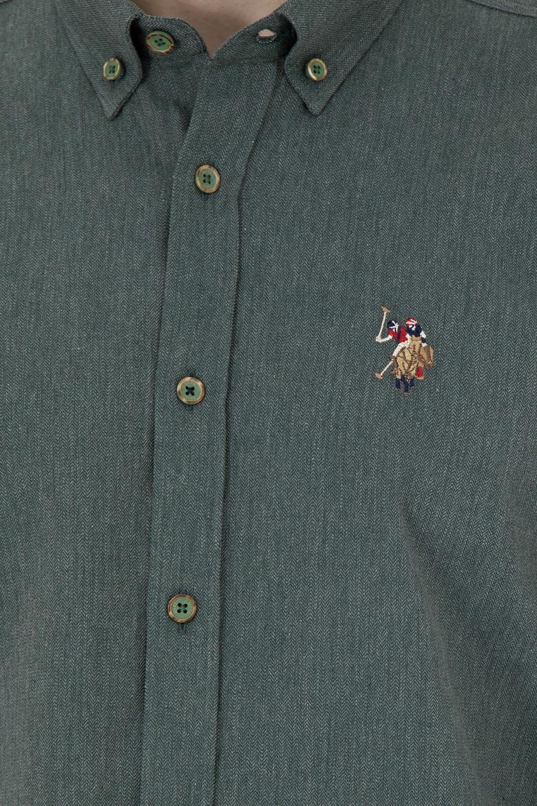 Erkek Yeşil Uzun Kollu Basic Gömlek - 50271275133