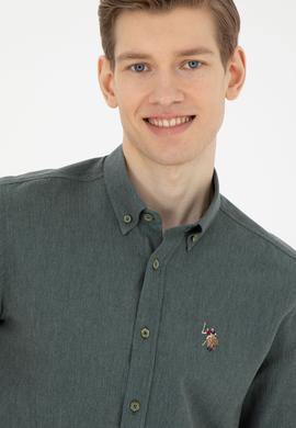 Erkek Yeşil Uzun Kollu Basic Gömlek - 50271275133