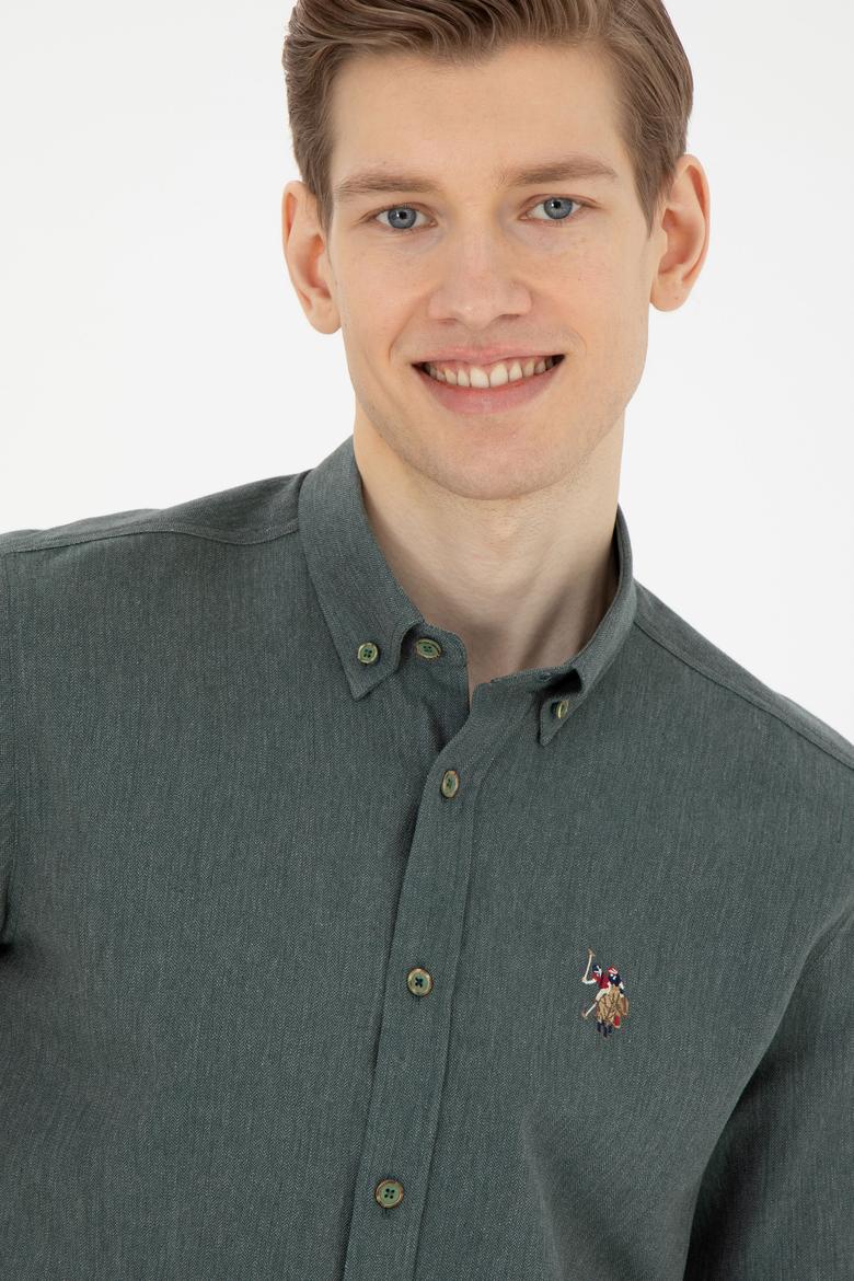 Erkek Yeşil Uzun Kollu Basic Gömlek - 50271275133