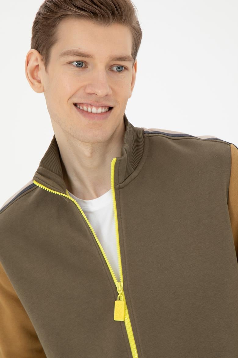 Erkek Haki Örme Hırka - 50270879019