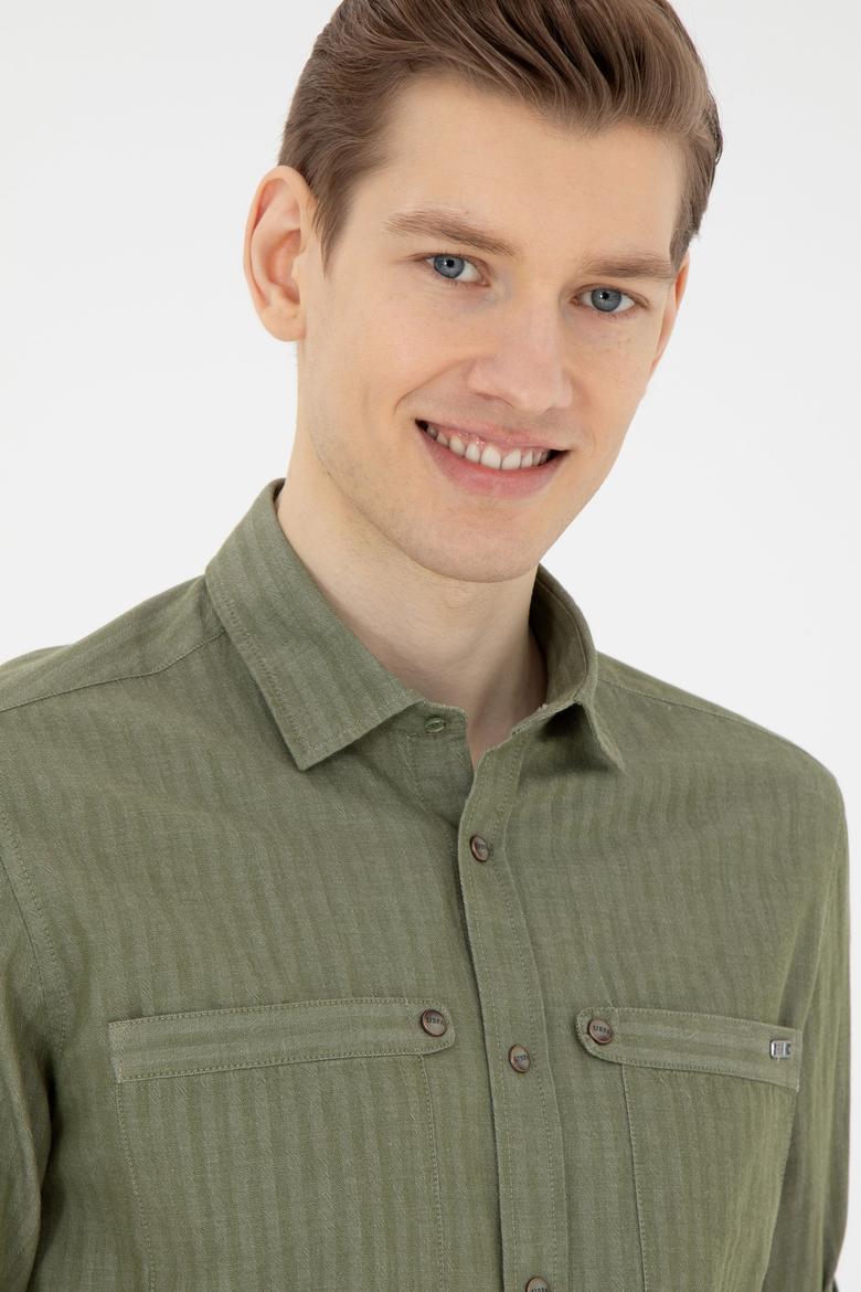 Erkek Yeşil Uzun Kollu Gömlek - 50272292021