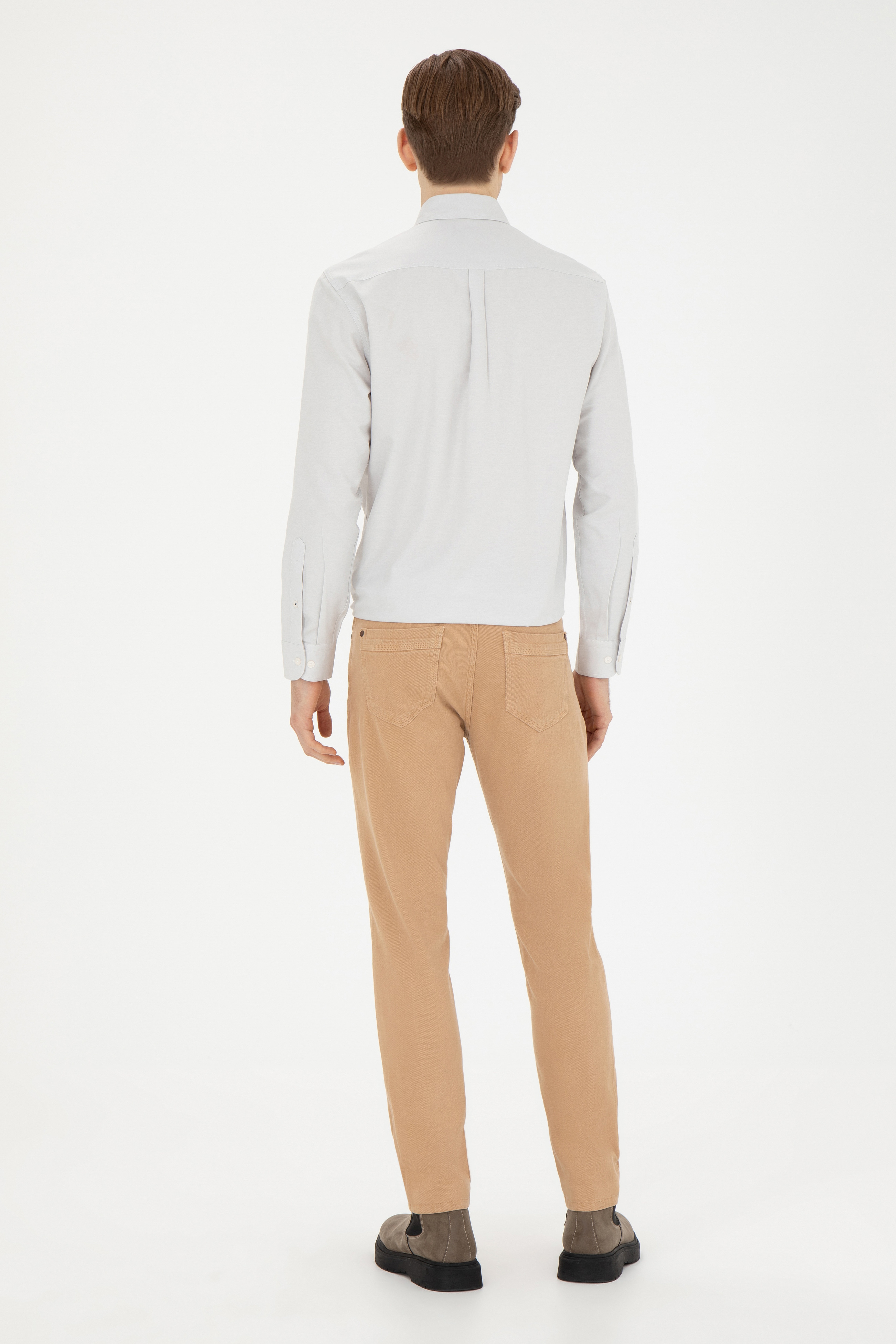 Erkek Slim Fit Kum Kanvas Pantolon