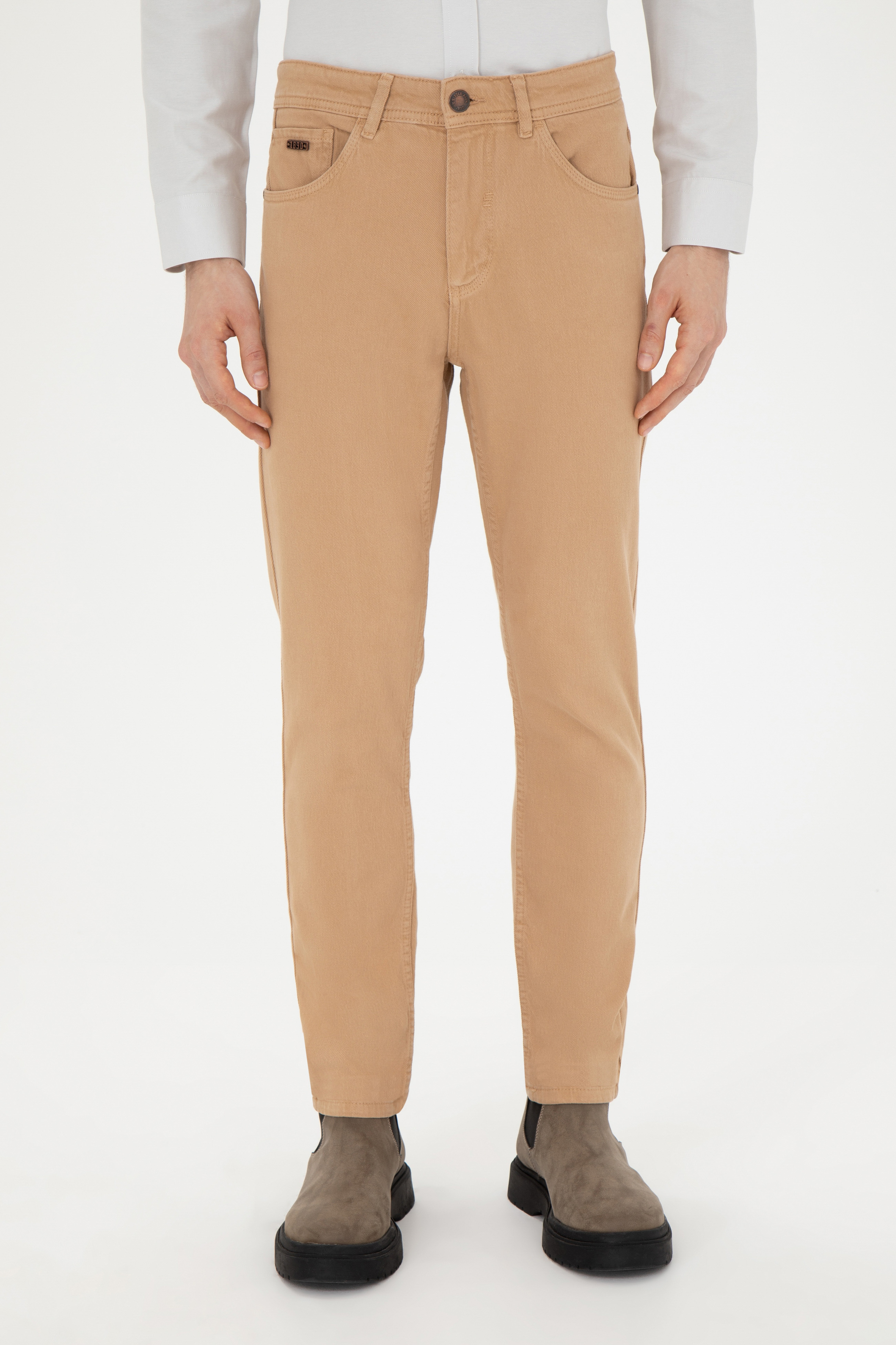 Erkek Slim Fit Kum Kanvas Pantolon - Image 2