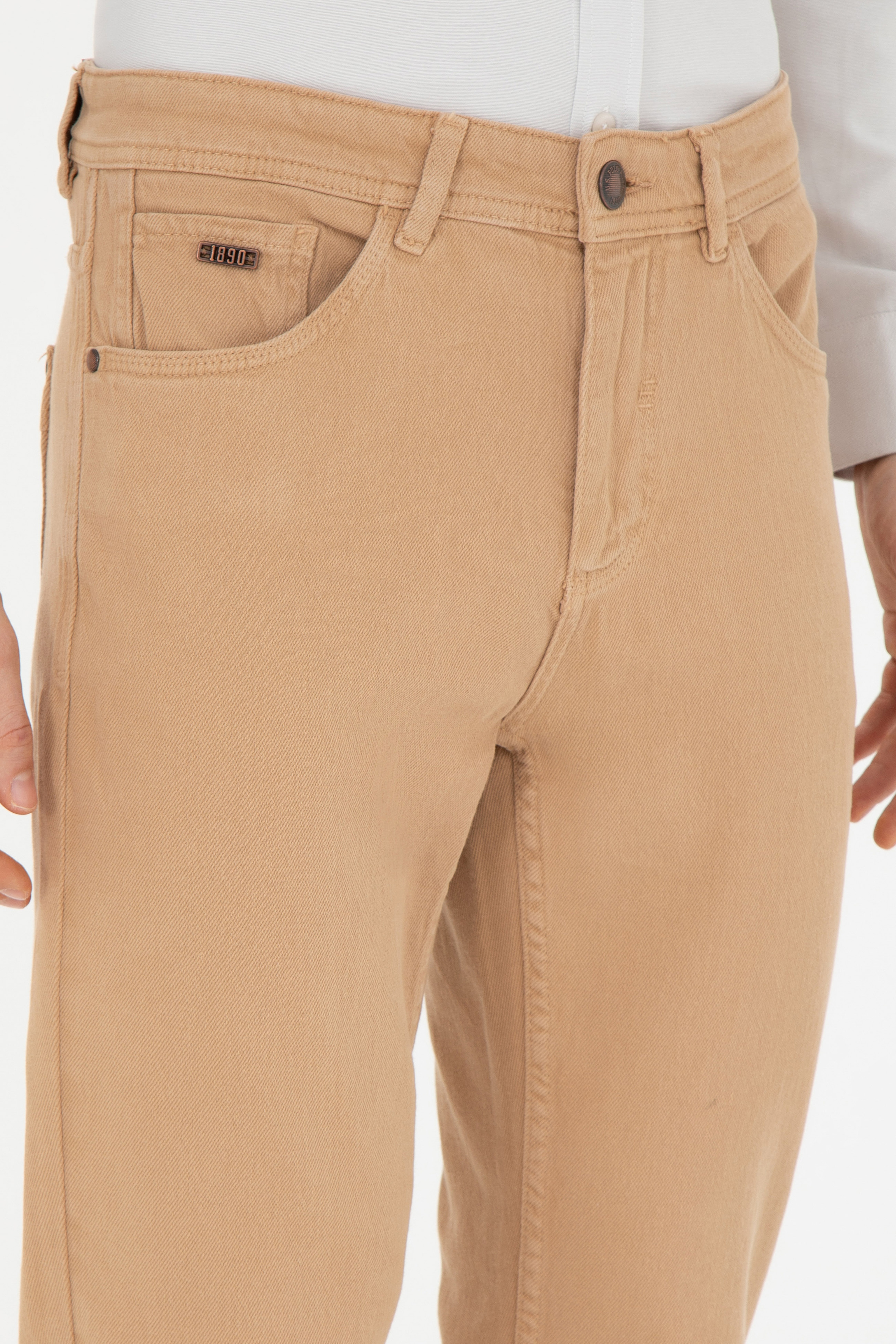 Erkek Slim Fit Kum Kanvas Pantolon - Image 5