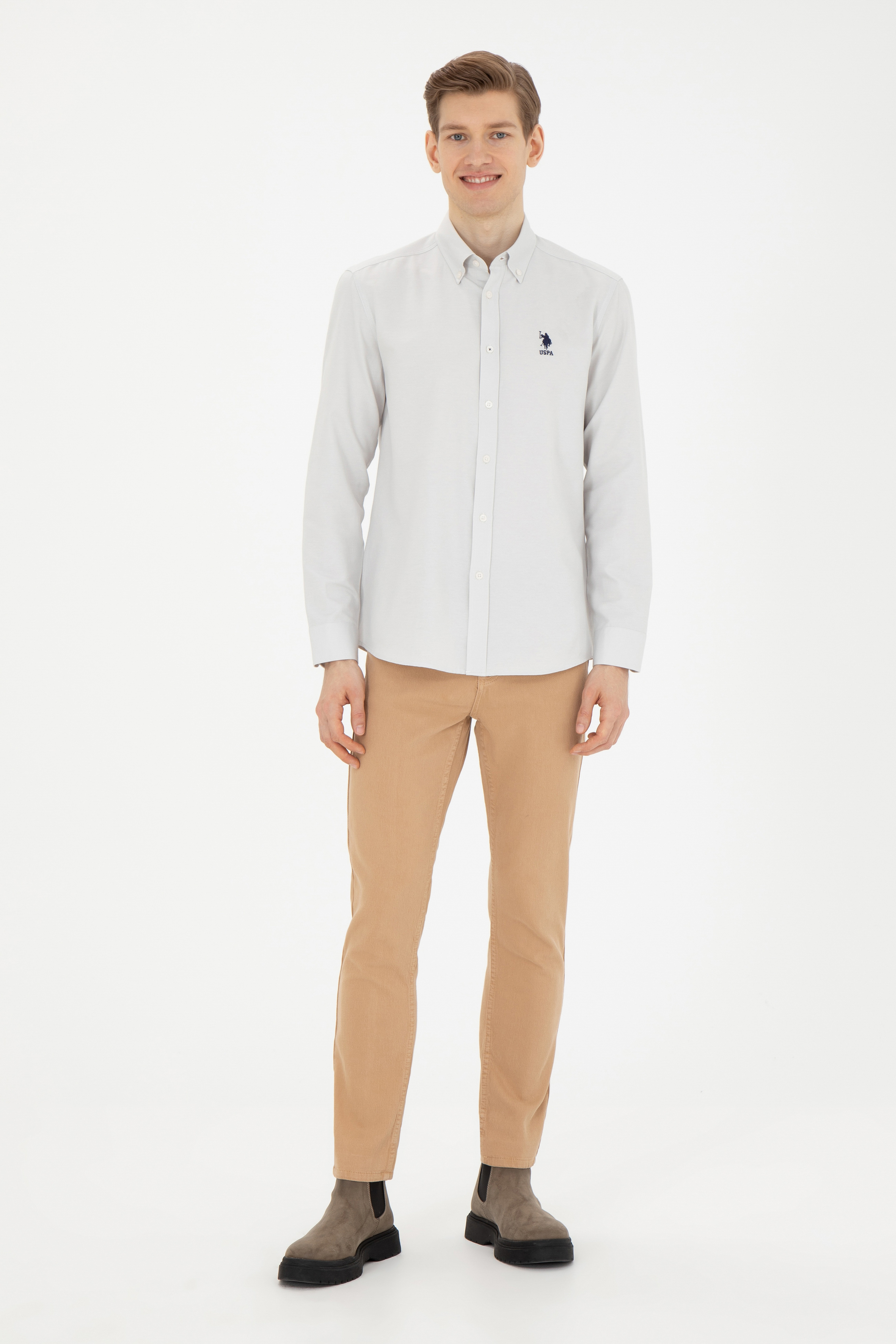 Erkek Slim Fit Kum Kanvas Pantolon