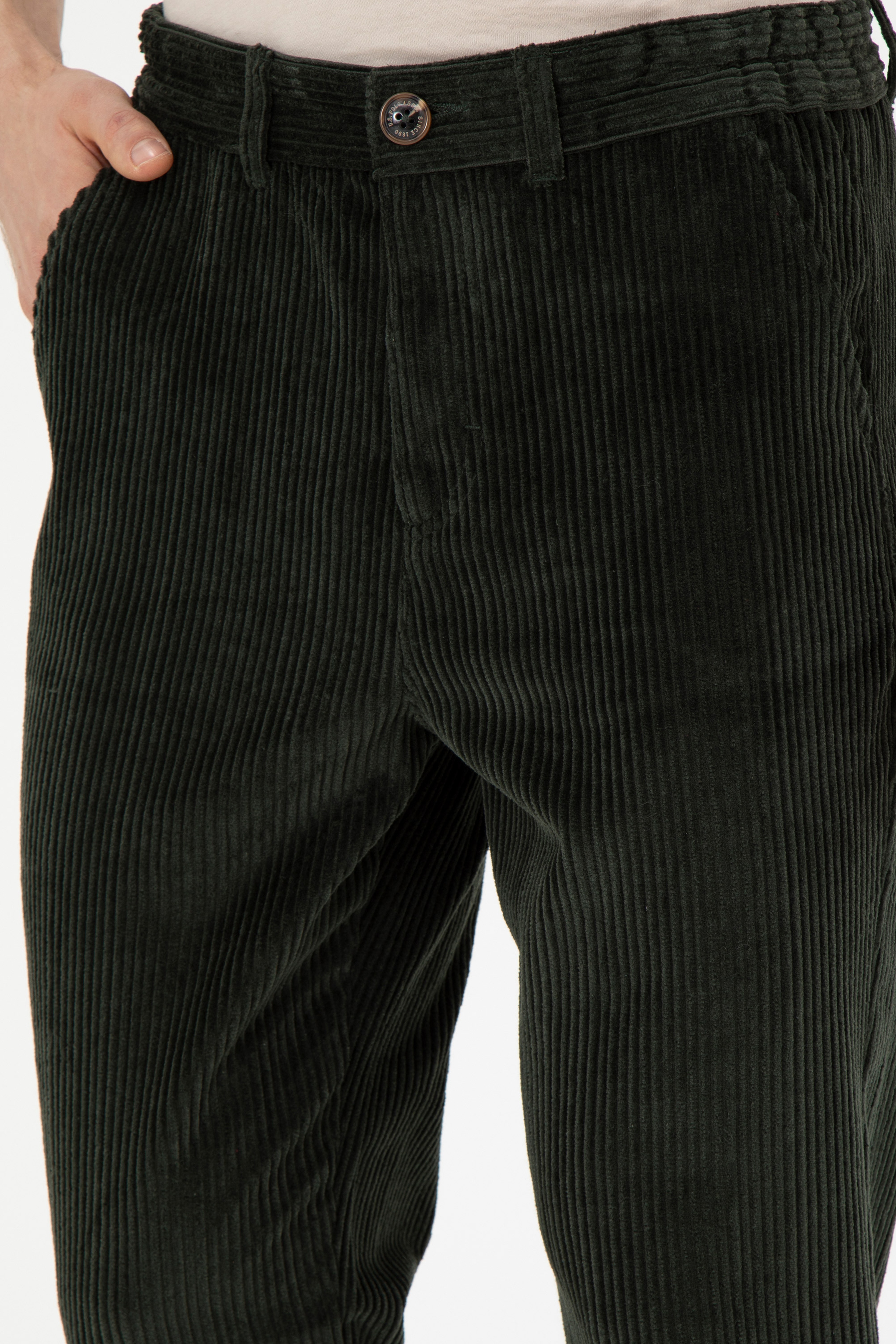 Erkek Carrot Fit Koyu Yeşil Kanvas Pantolon