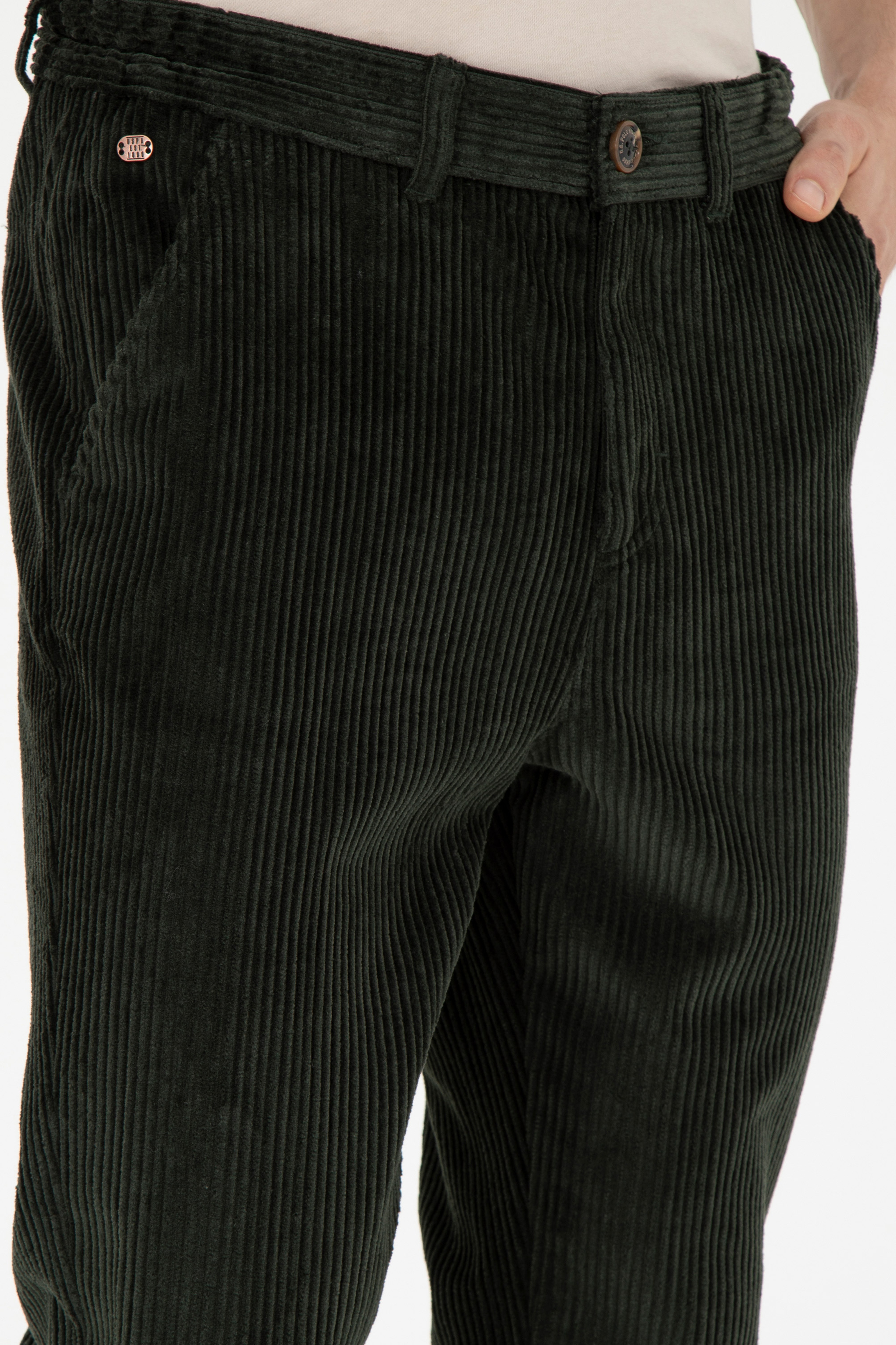 Erkek Carrot Fit Koyu Yeşil Kanvas Pantolon - Image 5