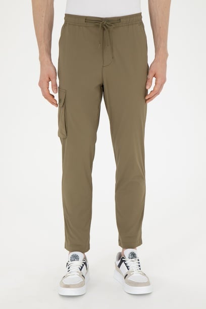 Erkek Carrot Fit Koyu Haki Kanvas Pantolon