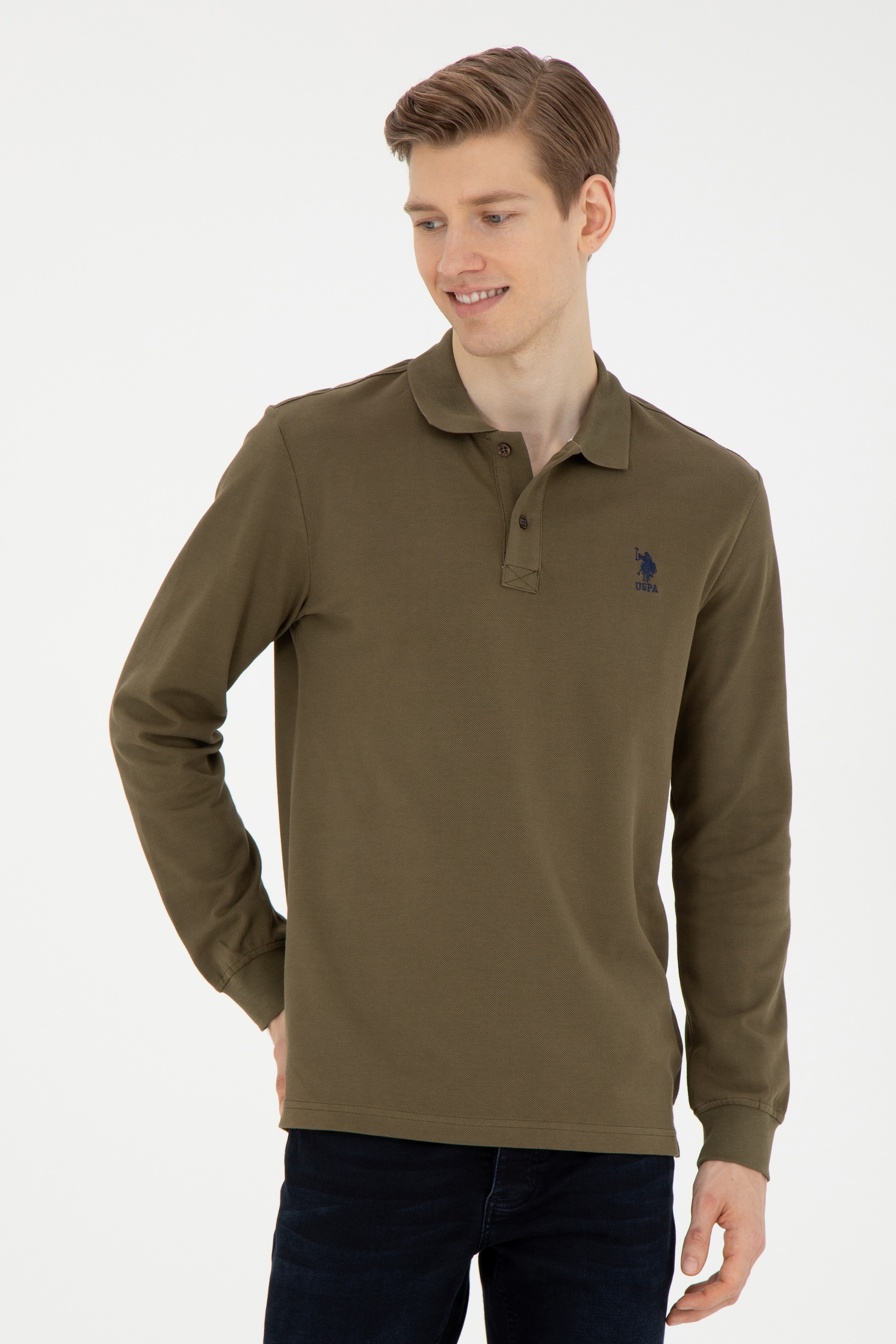Erkek Haki Basic Sweatshirt