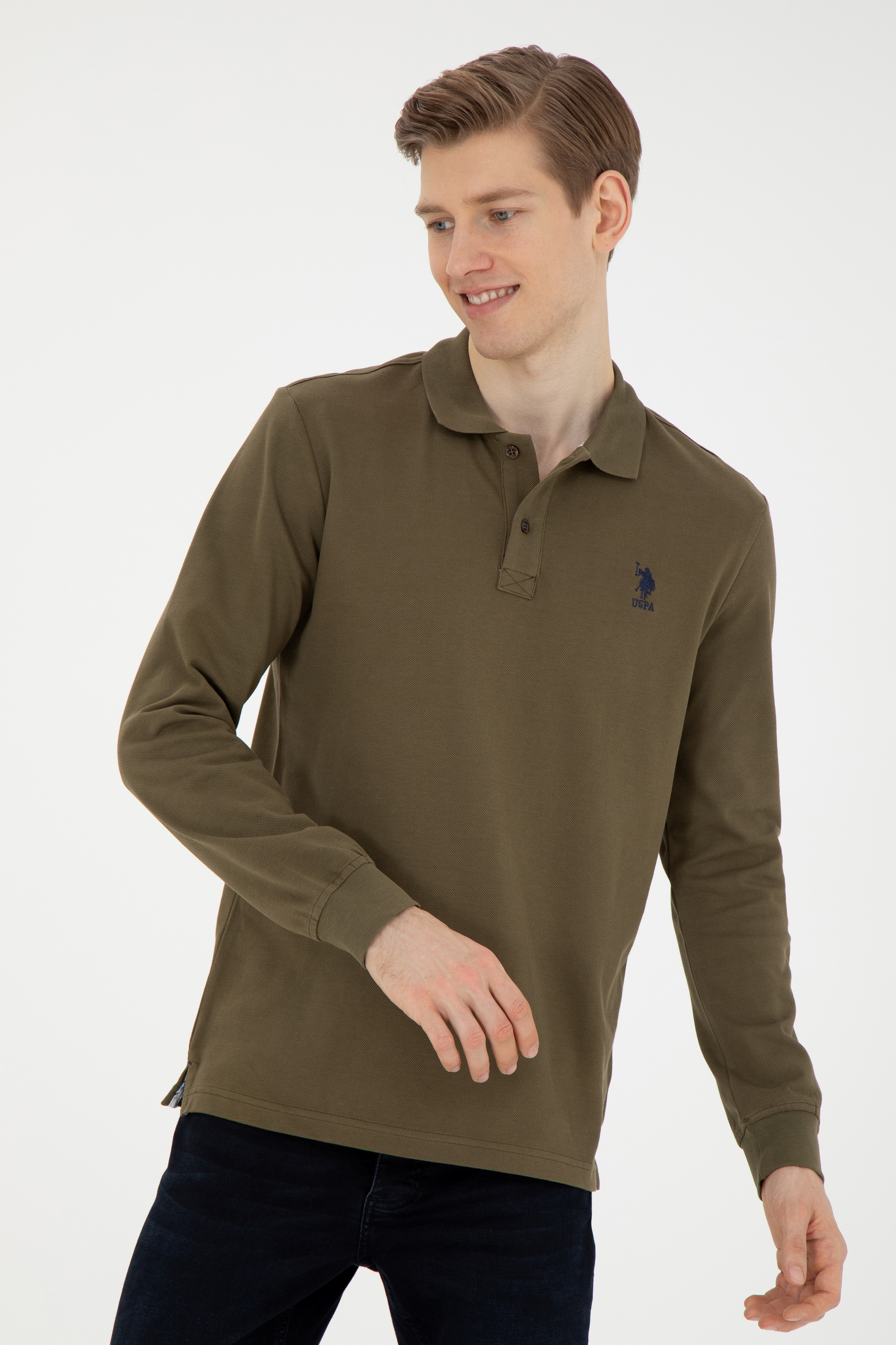 Erkek Haki Basic Sweatshirt - Image 1