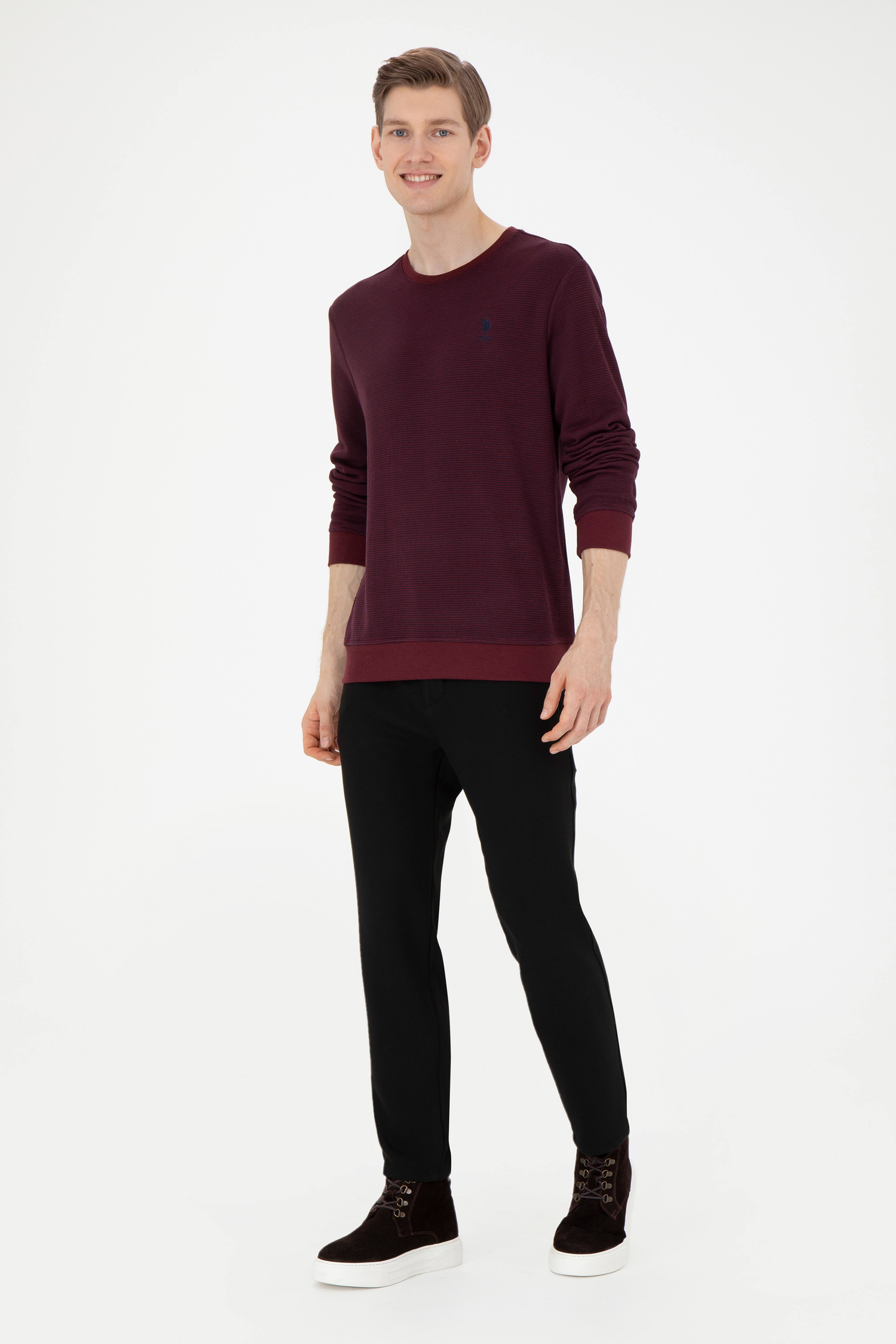 Erkek Bordo Sweatshirt - Image 4