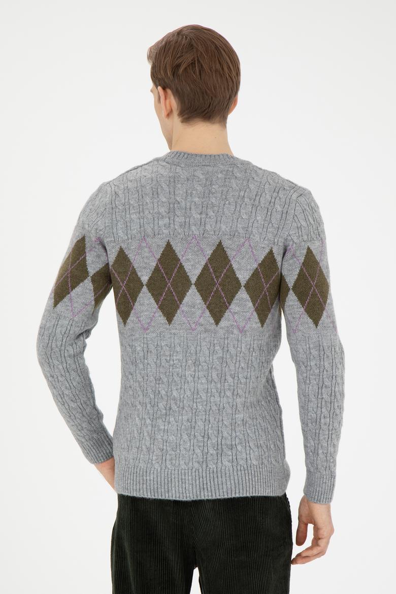 Erkek Gri Melanj Triko Hırka - 50270991025