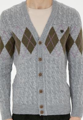 Erkek Gri Melanj Triko Hırka - 50270991025