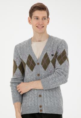 Erkek Gri Melanj Triko Hırka - 50270991025