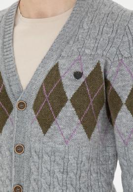 Erkek Gri Melanj Triko Hırka - 50270991025