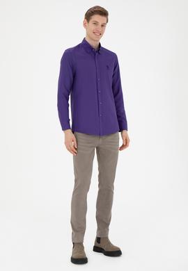 Erkek Mor Uzun Kollu Basic Gömlek - 50271269199