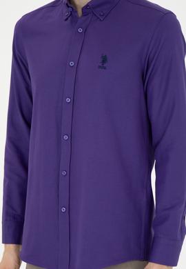 Erkek Mor Uzun Kollu Basic Gömlek - 50271269199