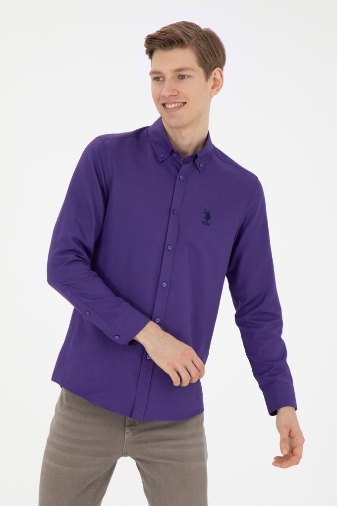 Erkek Mor Uzun Kollu Basic Gömlek