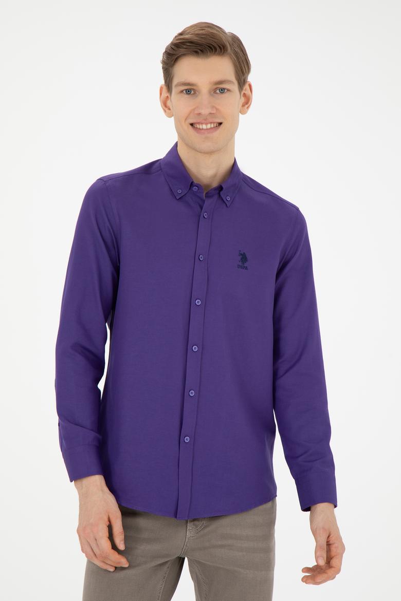 Erkek Mor Uzun Kollu Basic Gömlek - 50271269199
