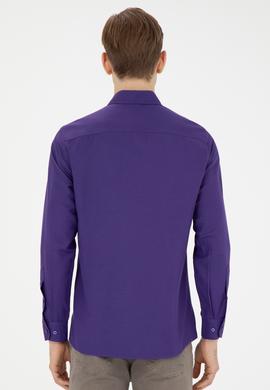 Erkek Mor Uzun Kollu Basic Gömlek - 50271269199