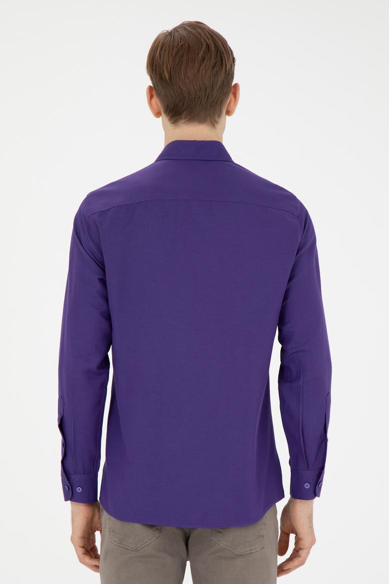 Erkek Mor Uzun Kollu Basic Gömlek - 50271269199