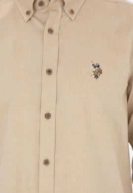 Erkek Açık Haki Uzun Kollu Basic Gömlek - 50271276099