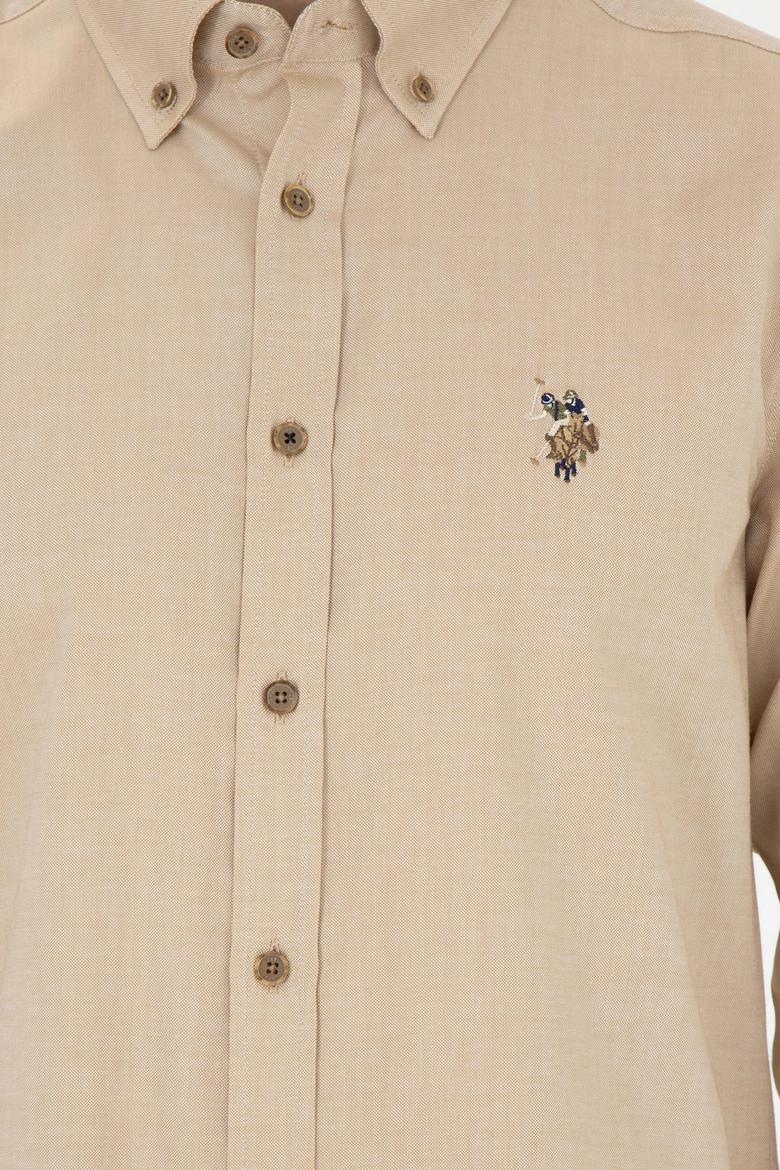 Erkek Açık Haki Uzun Kollu Basic Gömlek - 50271276099