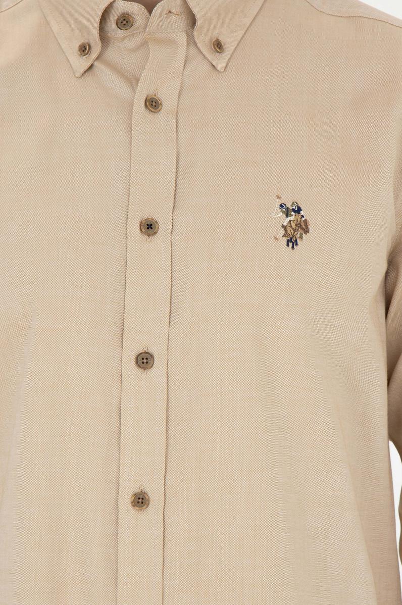 Erkek Açık Haki Uzun Kollu Basic Gömlek