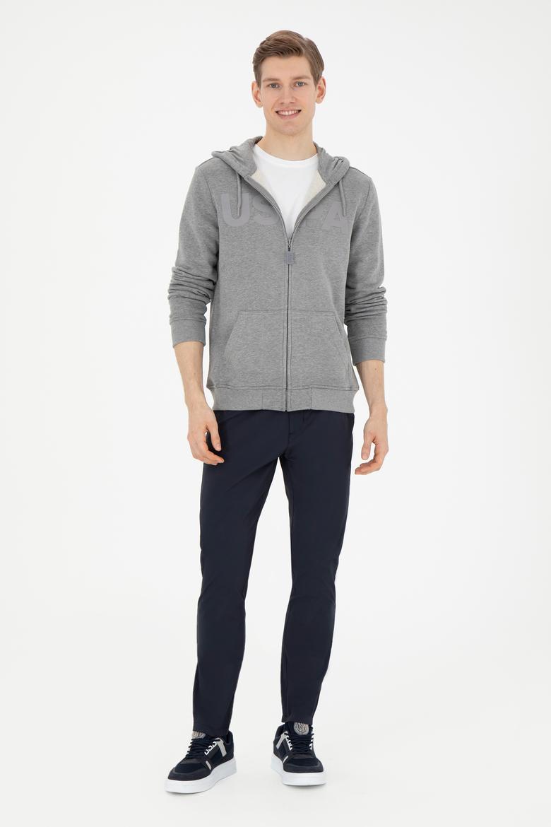 Erkek Gri Melanj Örme Hırka - 50269394086