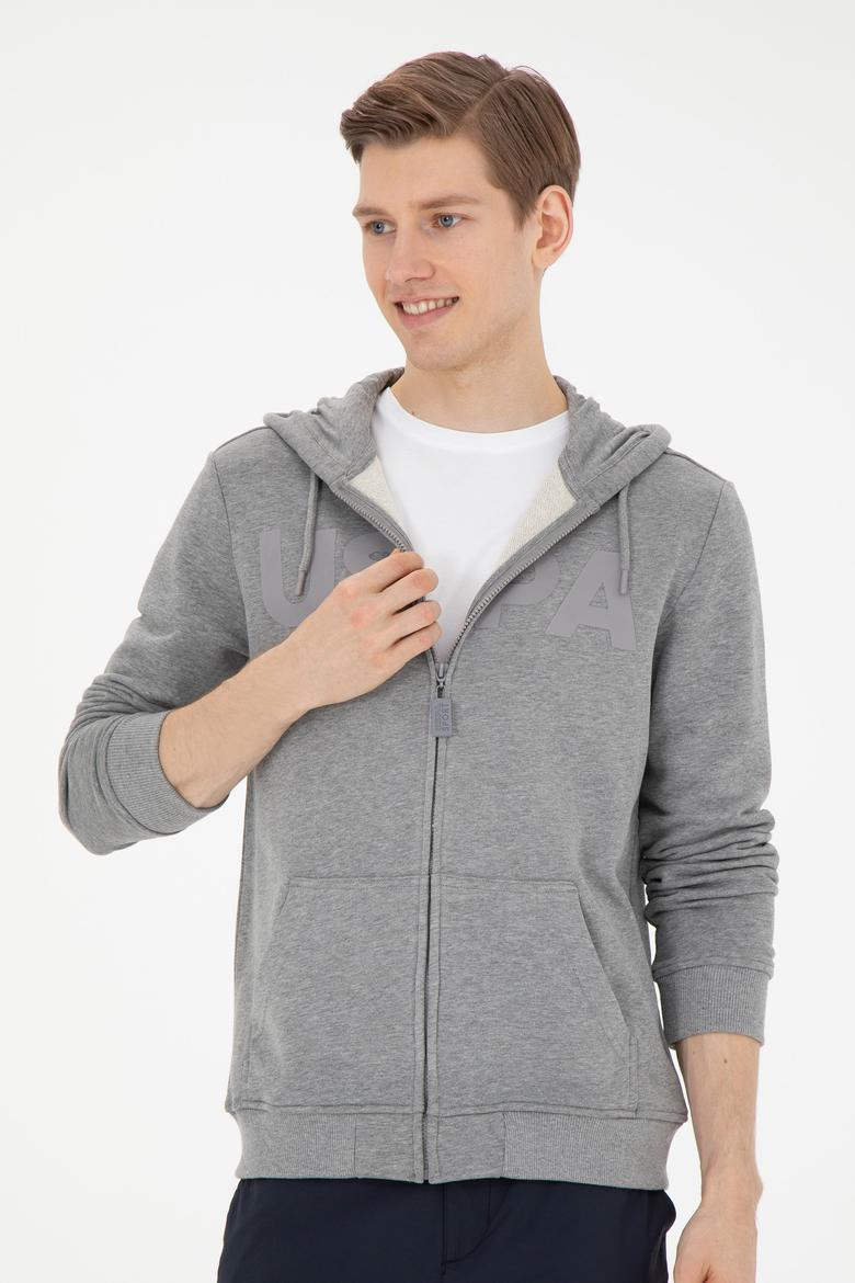 Erkek Gri Melanj Örme Hırka - 50269394086