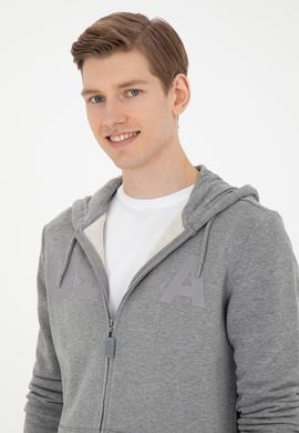 Erkek Gri Melanj Örme Hırka - 50269394086