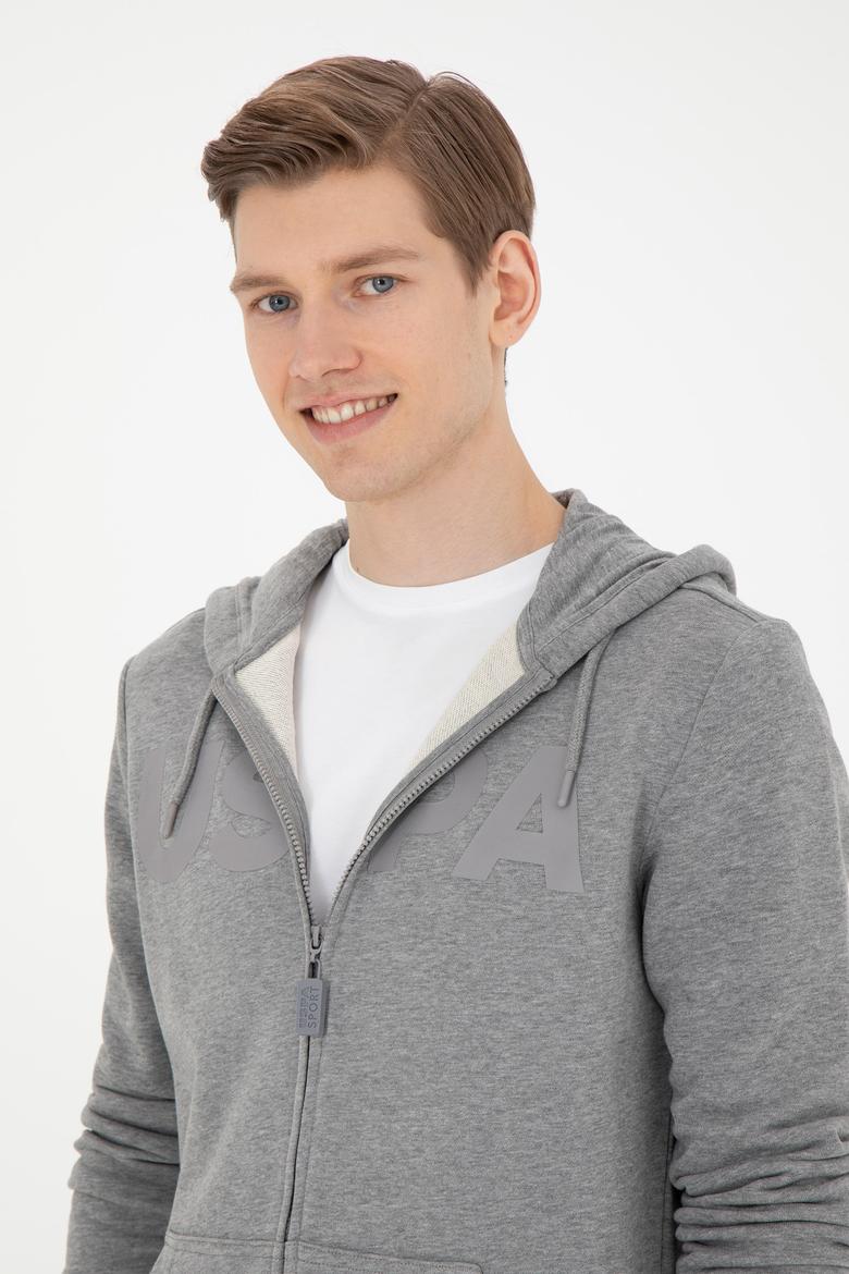 Erkek Gri Melanj Örme Hırka - 50269394086