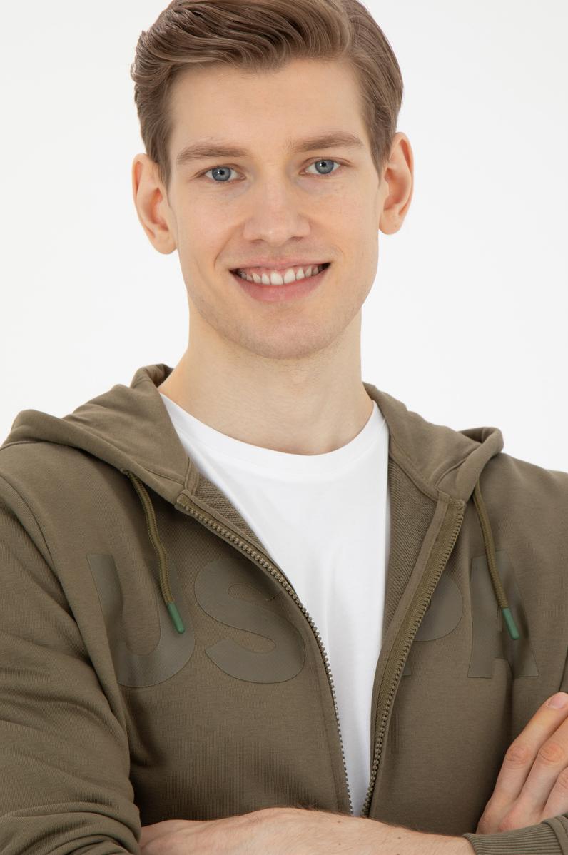 Erkek Haki Örme Hırka